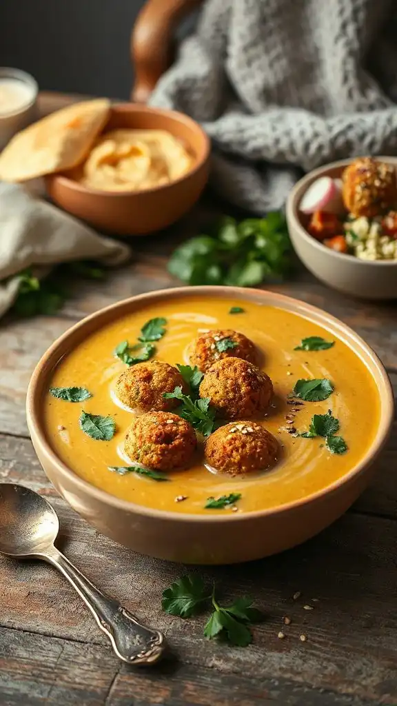 creamy falafel spinach soup