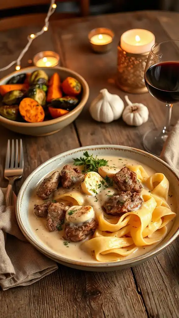 creamy garlic herb stroganoff