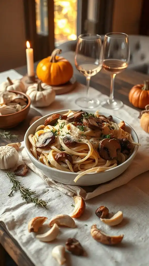 creamy garlic mushroom pasta