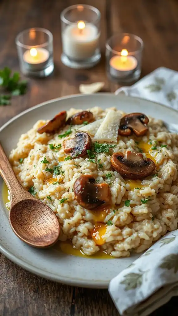 creamy garlic mushroom risotto