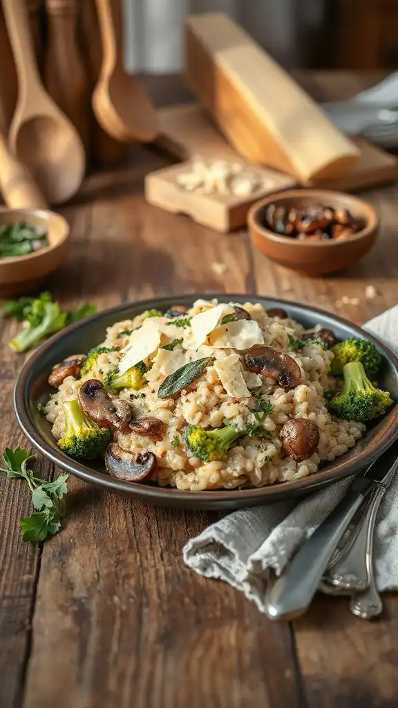 creamy mushroom broccoli risotto