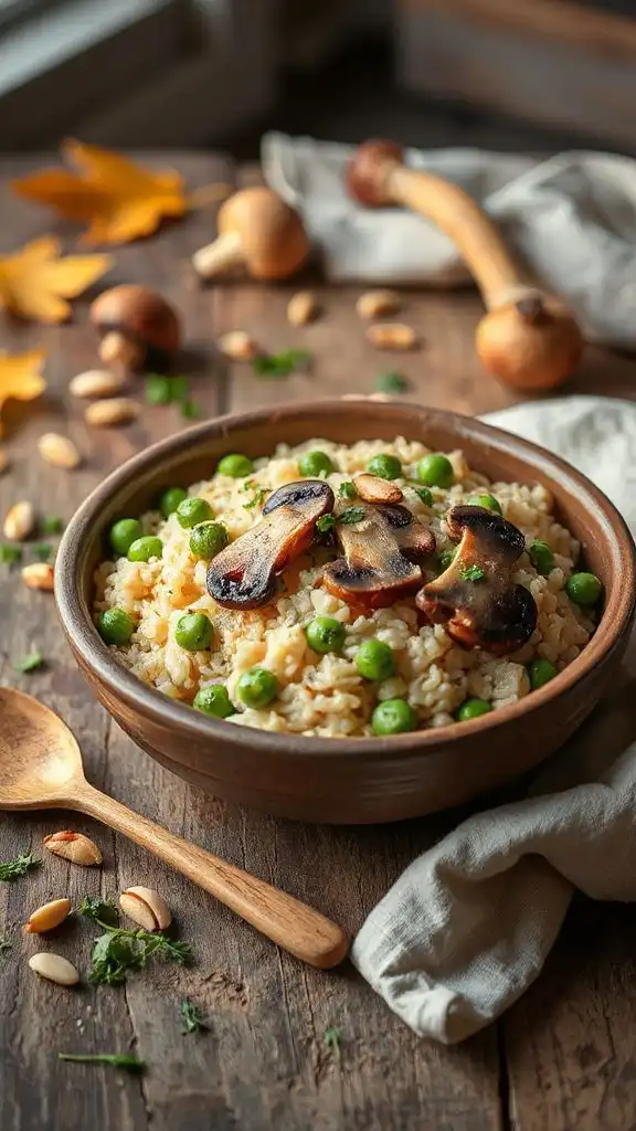 creamy mushroom pea risotto