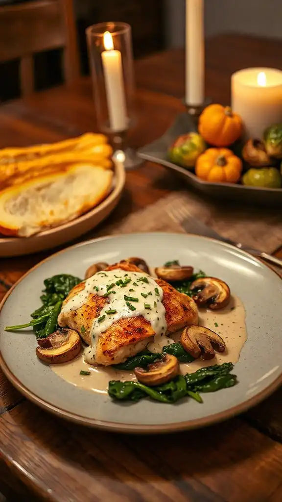 creamy mushroom spinach chicken