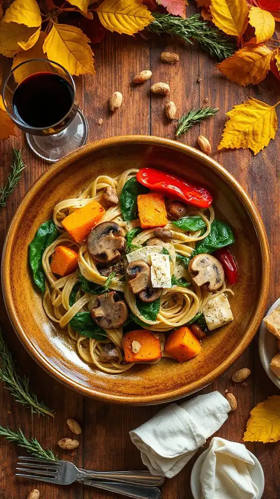 creamy mushroom spinach fettuccine