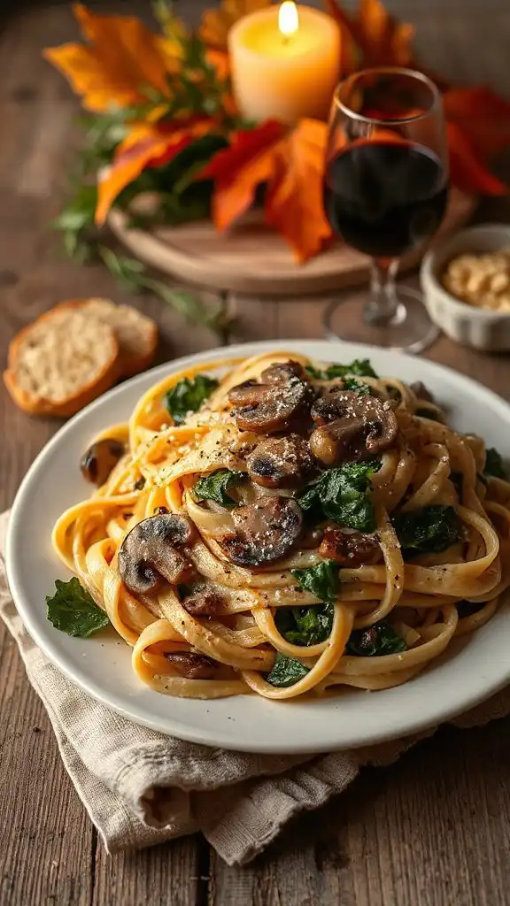 creamy mushroom spinach fettuccine creamy mushroom spinach fettuccine