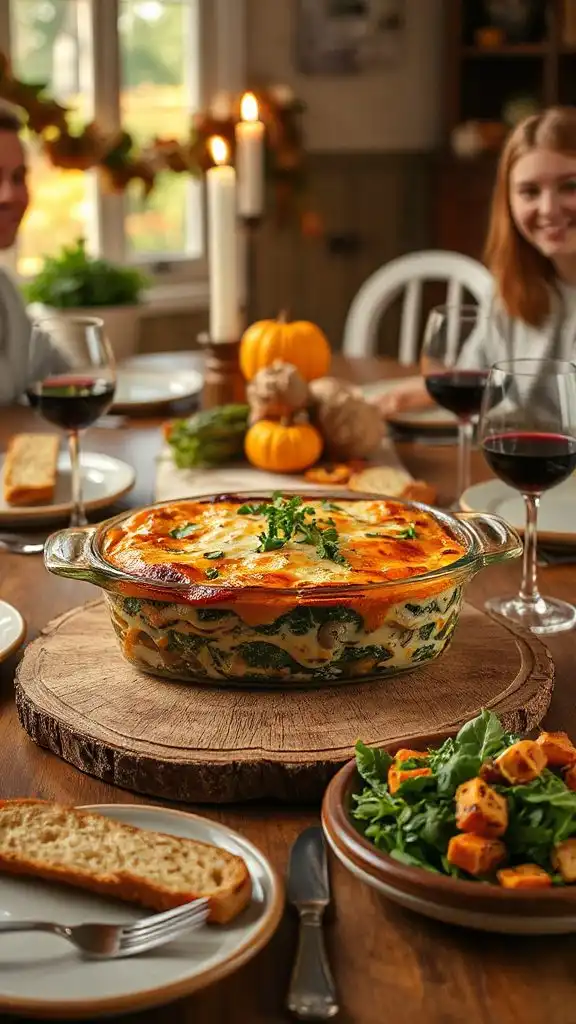 creamy mushroom spinach lasagna