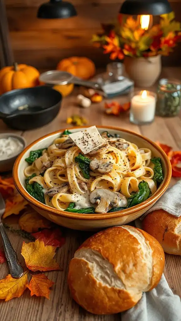 creamy mushroom spinach pasta