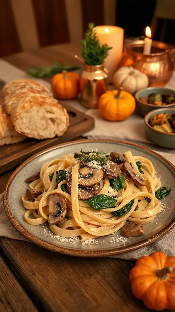 creamy mushroom spinach pasta