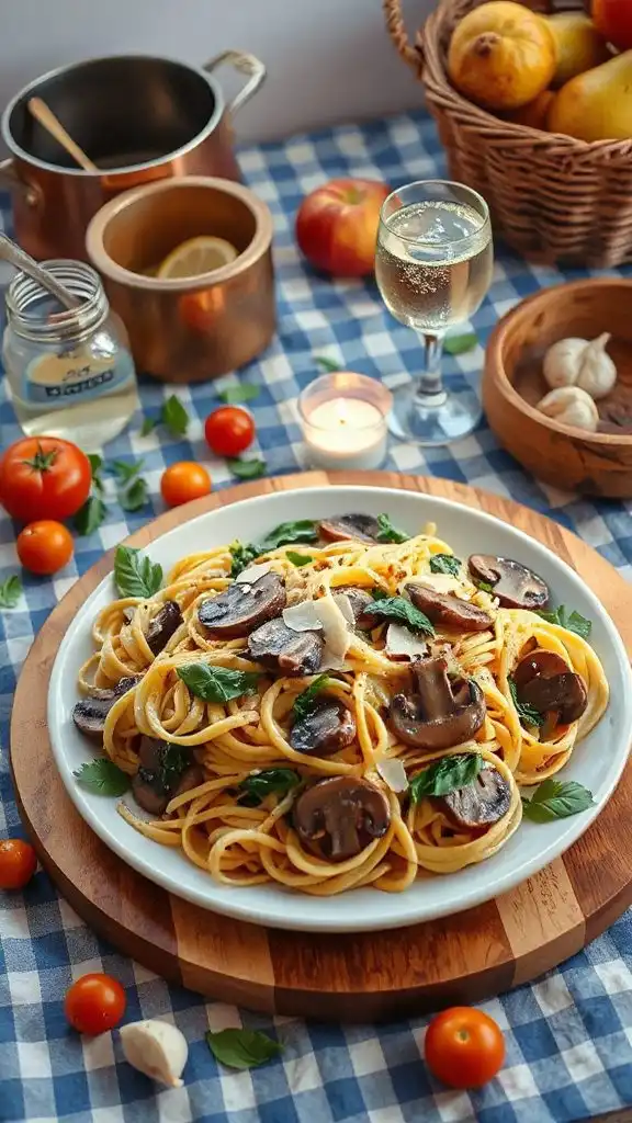 creamy mushroom spinach pasta