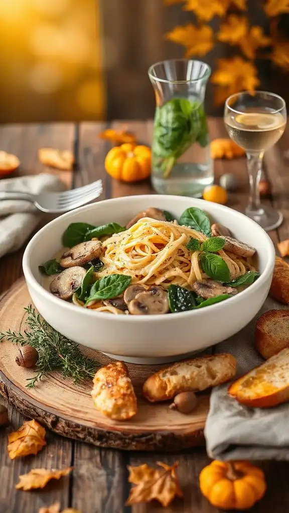 creamy mushroom spinach pasta