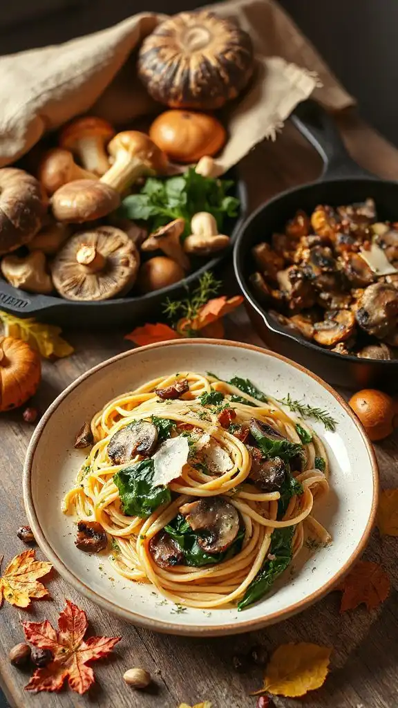 creamy mushroom spinach pasta