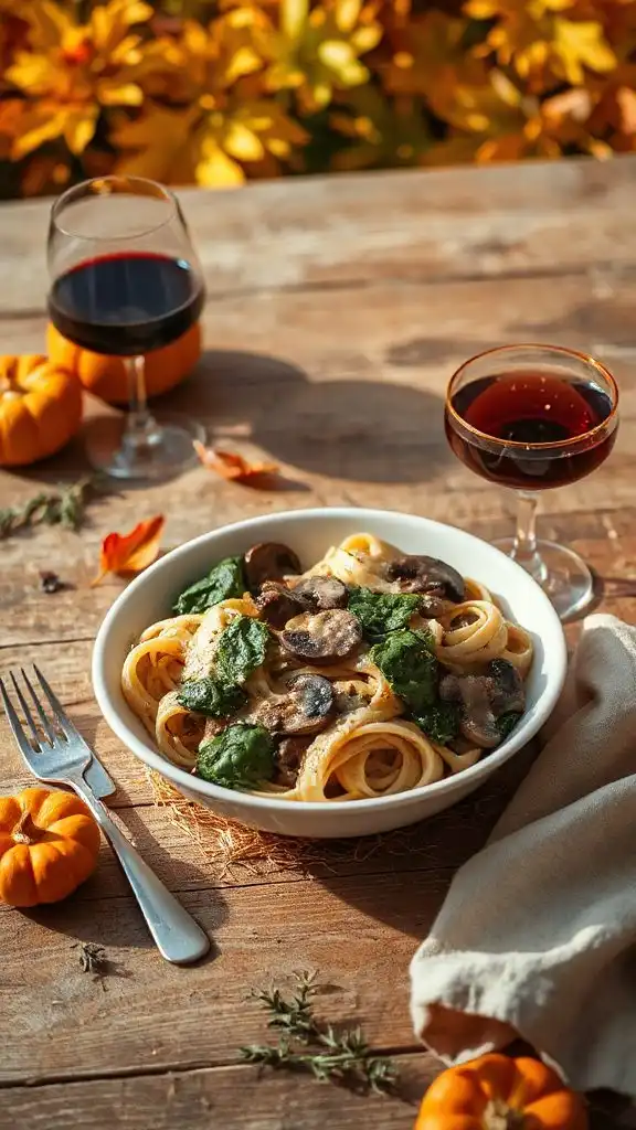 creamy mushroom spinach pasta