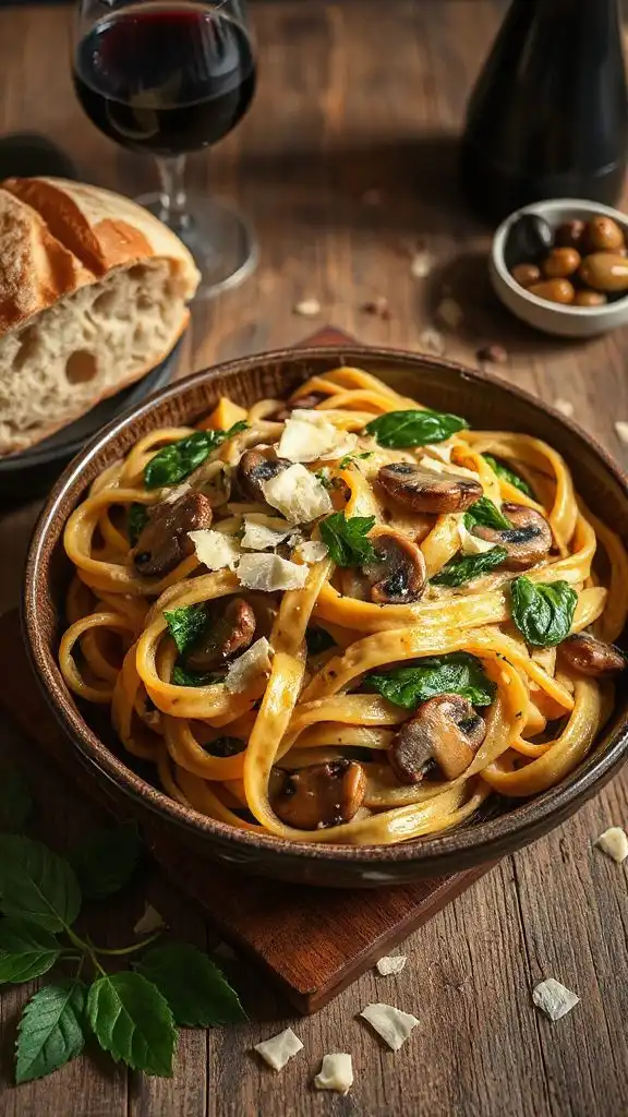 creamy mushroom spinach pasta