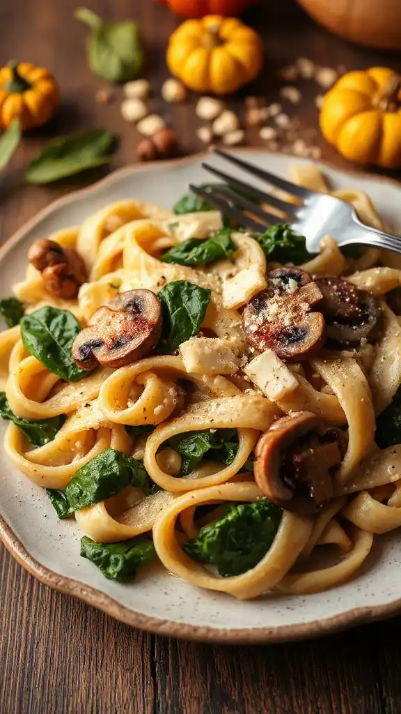 creamy mushroom spinach pasta