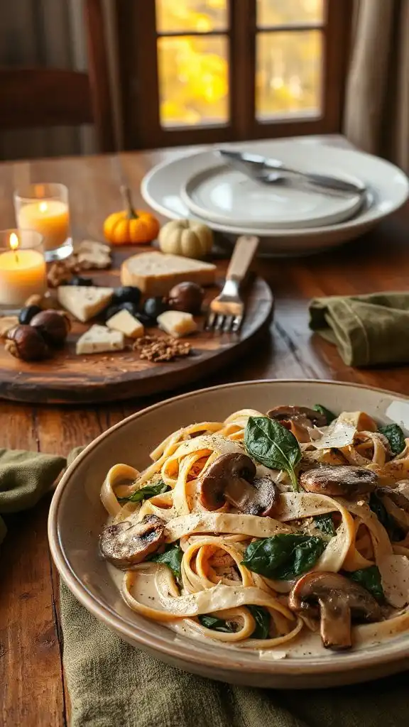 creamy mushroom spinach pasta