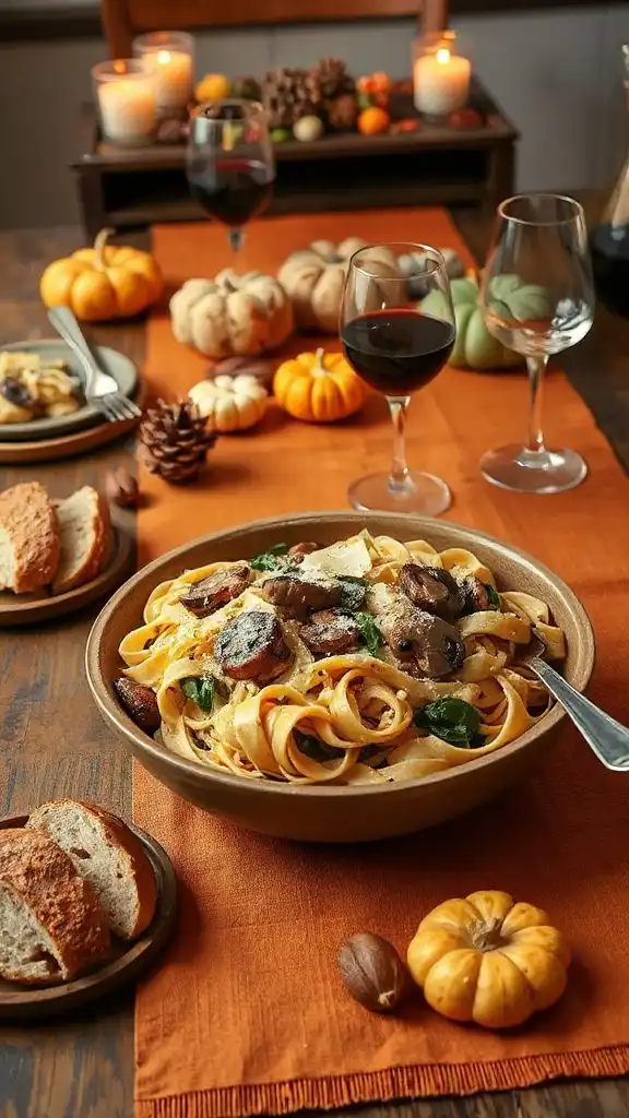 creamy mushroom spinach pasta