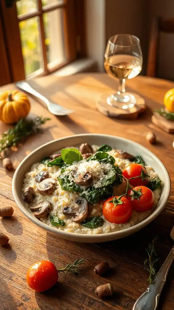 creamy mushroom spinach risotto