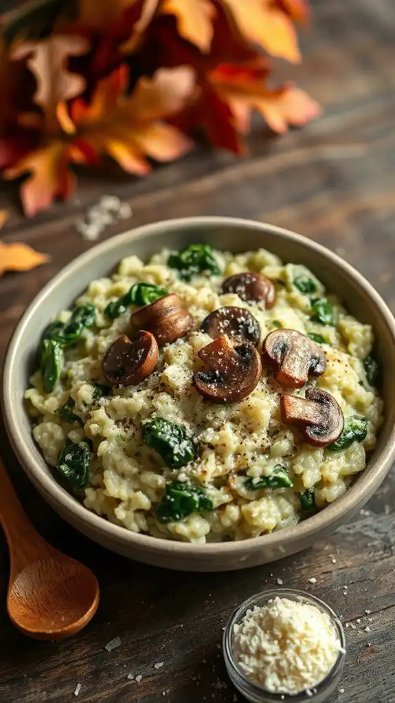 creamy mushroom spinach risotto