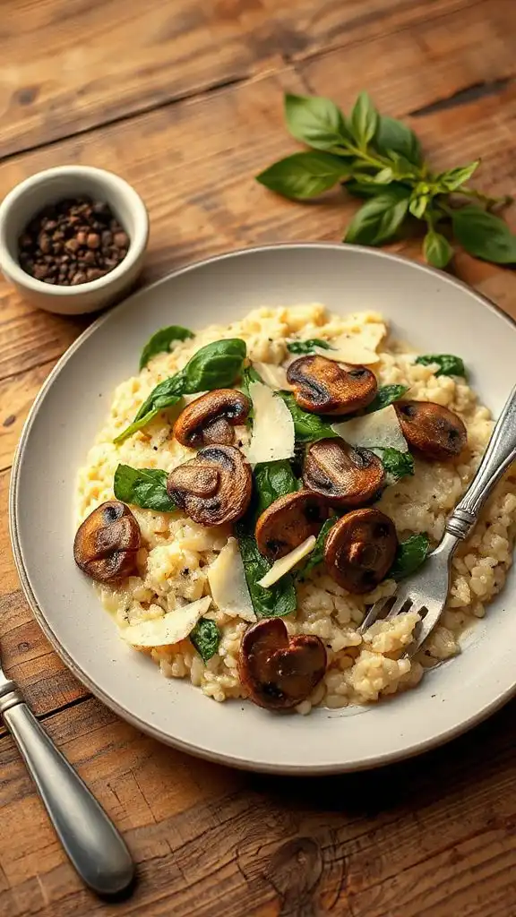 creamy mushroom spinach risotto