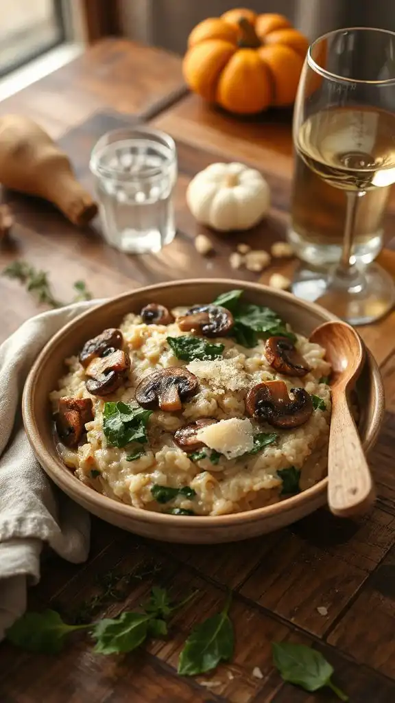 creamy mushroom spinach risotto