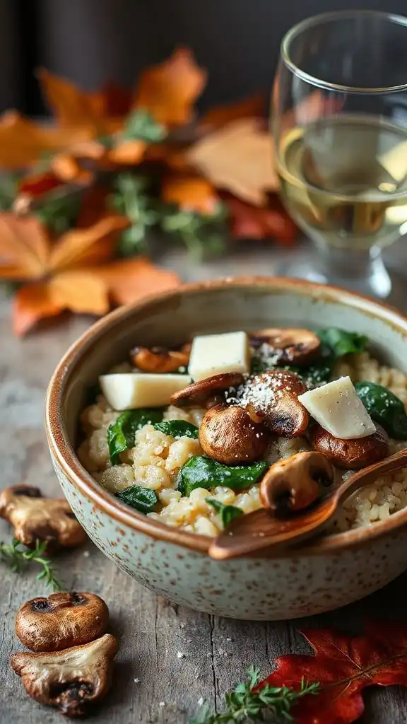 creamy mushroom spinach risotto