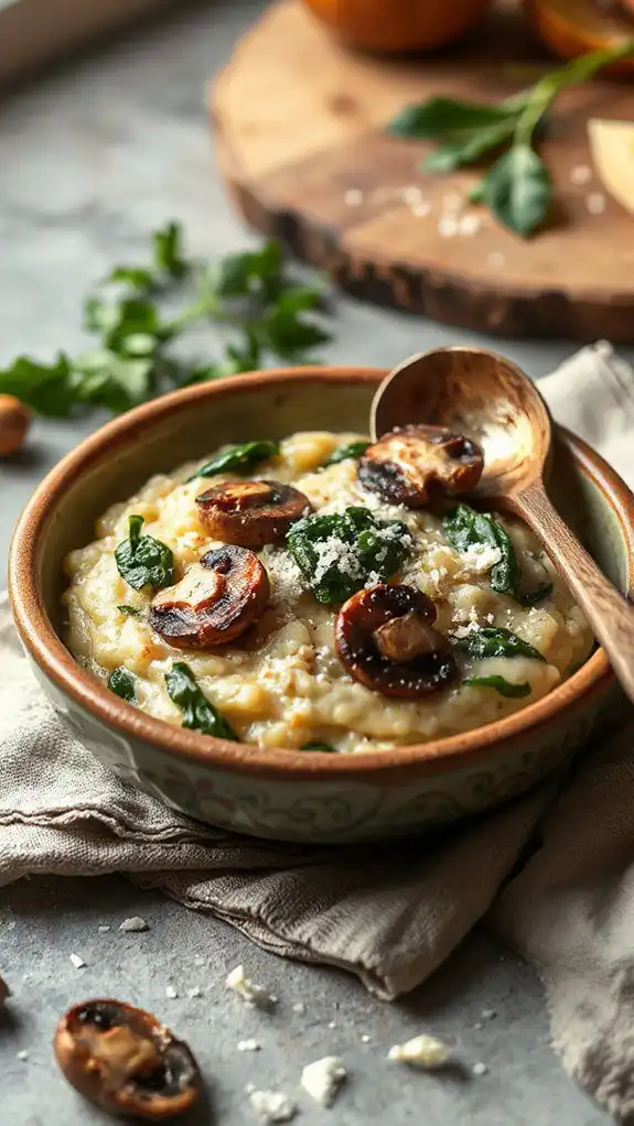 creamy mushroom spinach risotto