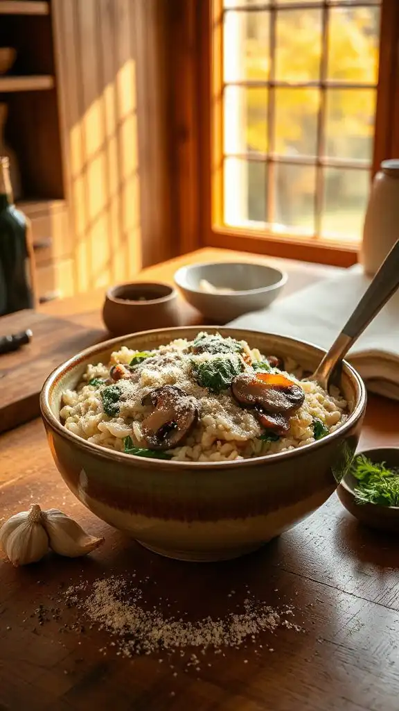 creamy mushroom spinach risotto