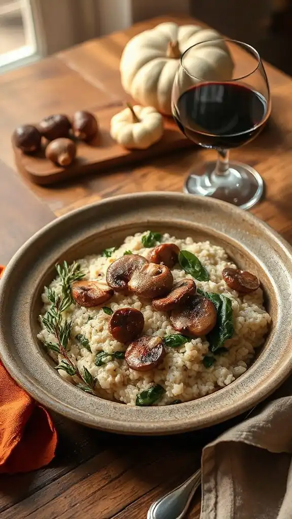 creamy mushroom spinach risotto