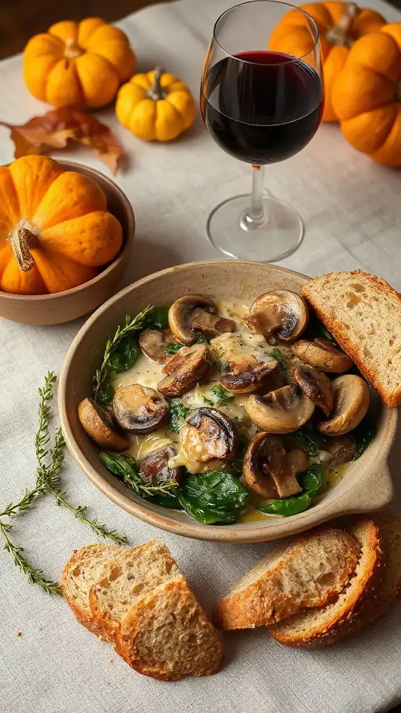 creamy mushroom spinach stroganoff