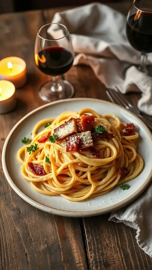 creamy pasta with pancetta creamy pasta with pancetta