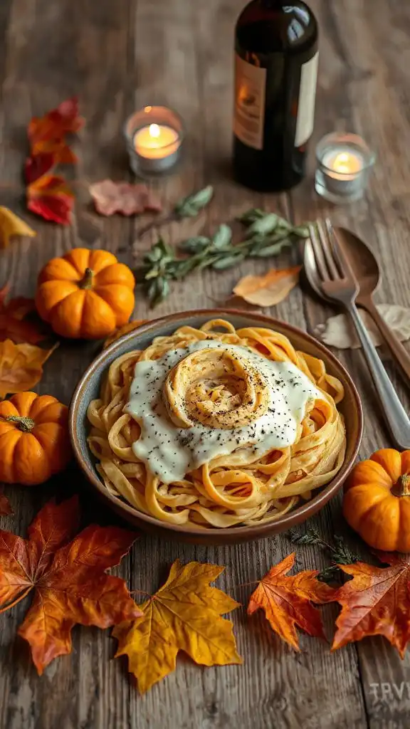 creamy pumpkin alfredo pasta