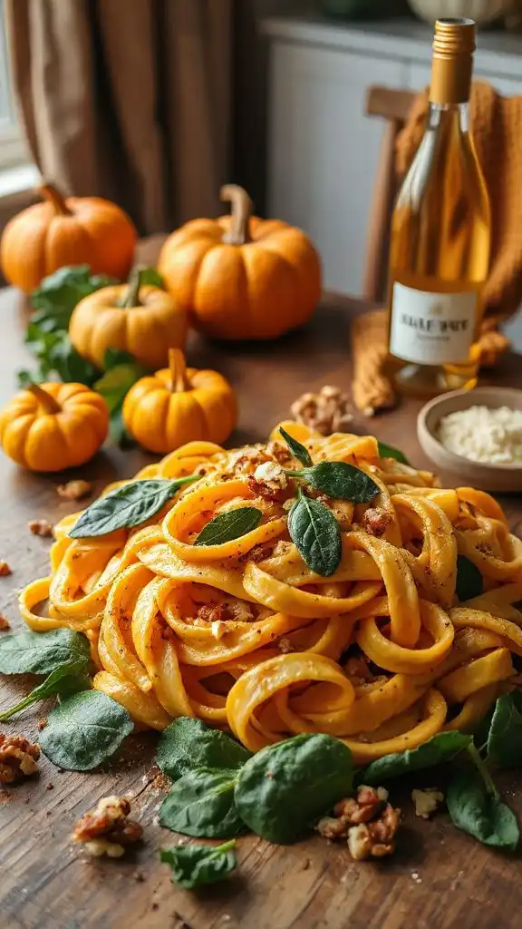creamy pumpkin alfredo pasta