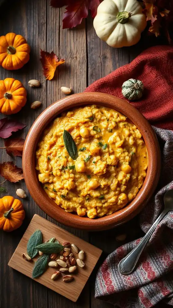 creamy pumpkin chickpea risotto