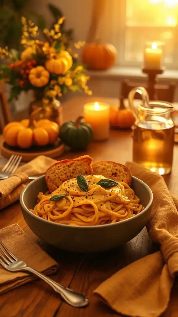 creamy pumpkin garlic pasta