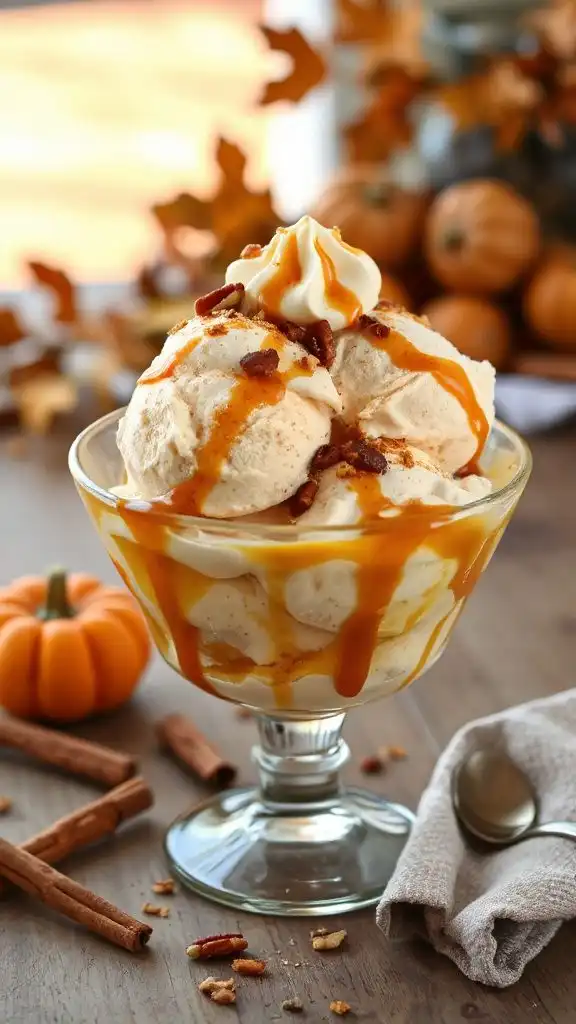 creamy pumpkin ice cream sundae