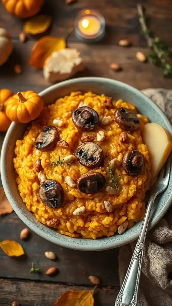 creamy pumpkin mushroom risotto