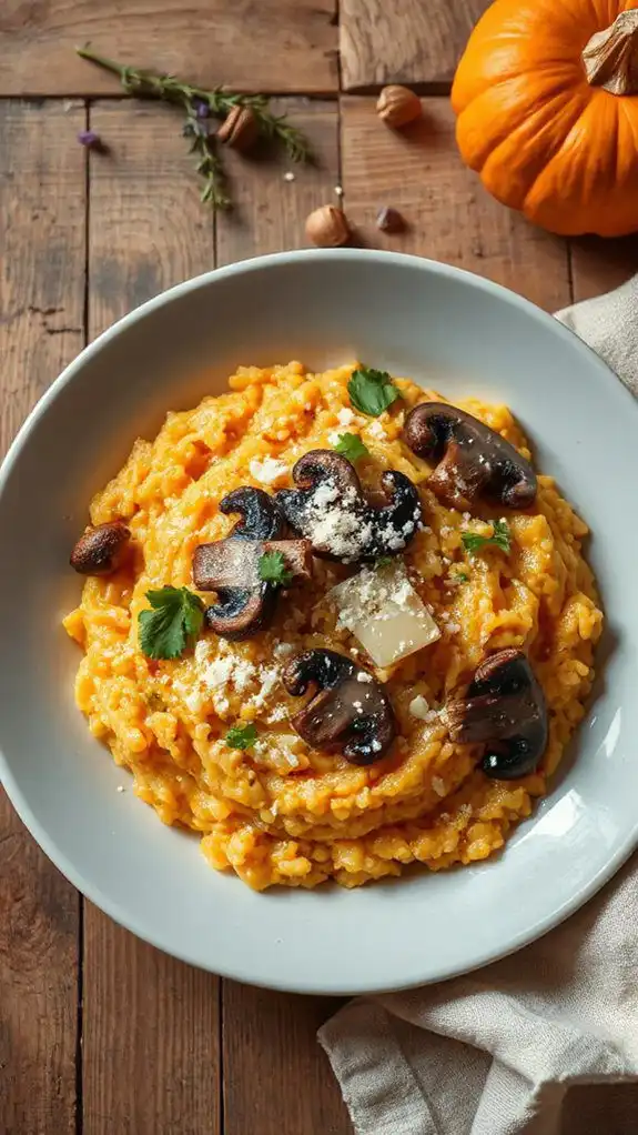 creamy pumpkin mushroom risotto