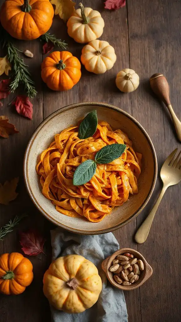 creamy pumpkin pesto fettuccine
