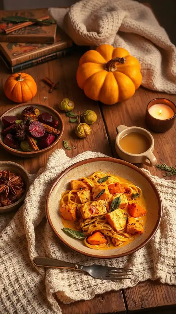 creamy pumpkin tofu pasta