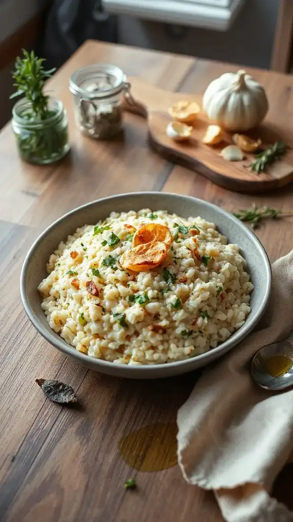 creamy roasted garlic risotto
