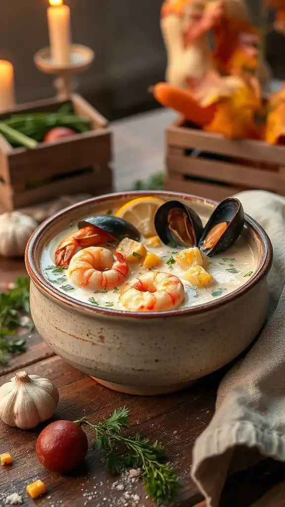 creamy shellfish autumn chowder