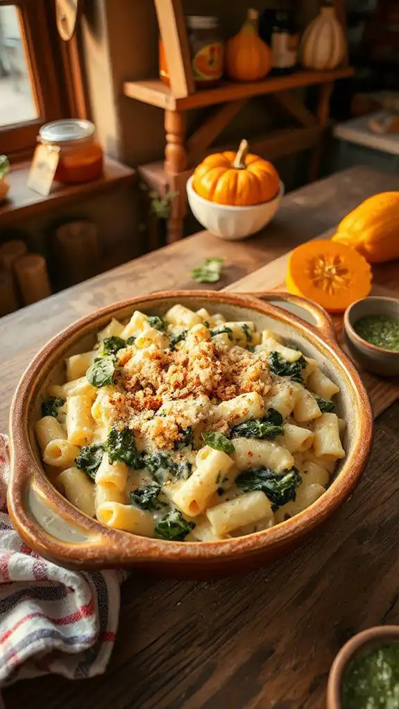 creamy spinach artichoke mac and cheese