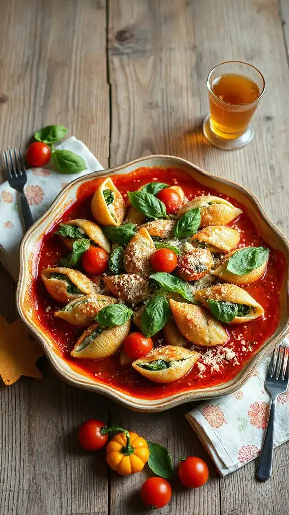 creamy spinach cheese shells