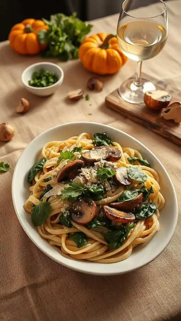 creamy spinach mushroom pasta