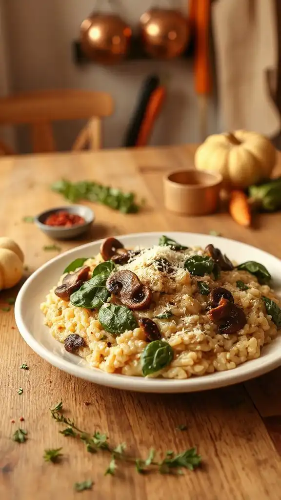 creamy spinach mushroom risotto
