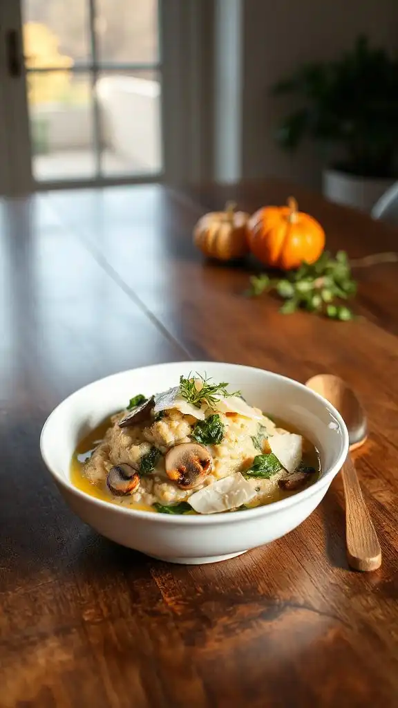 creamy spinach mushroom risotto