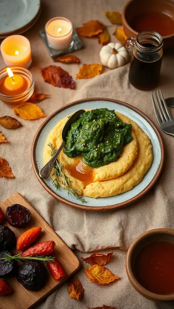 creamy spinach over polenta
