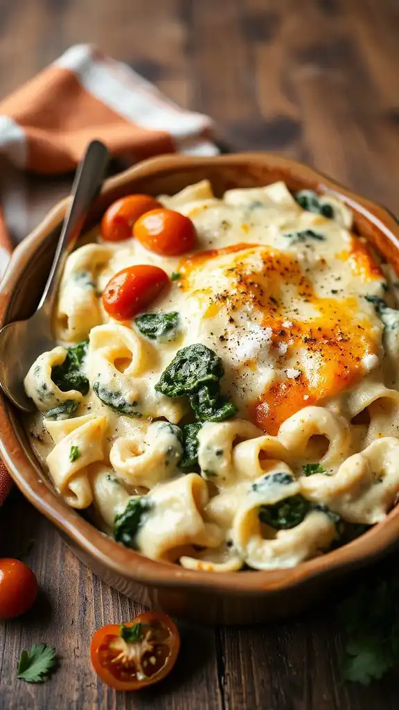 creamy spinach ricotta pasta bake