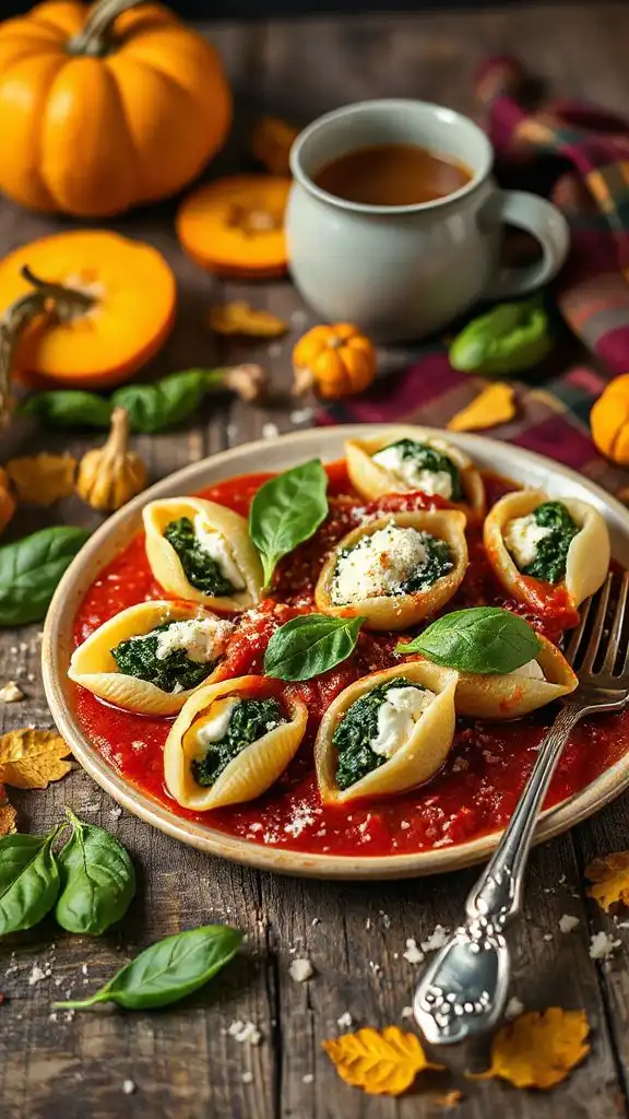 creamy spinach ricotta shells