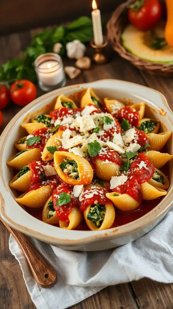 creamy spinach ricotta shells